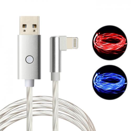 L Shape Plug LED Flowing Charing Sync Cable for Gaming & Apple IS-03L