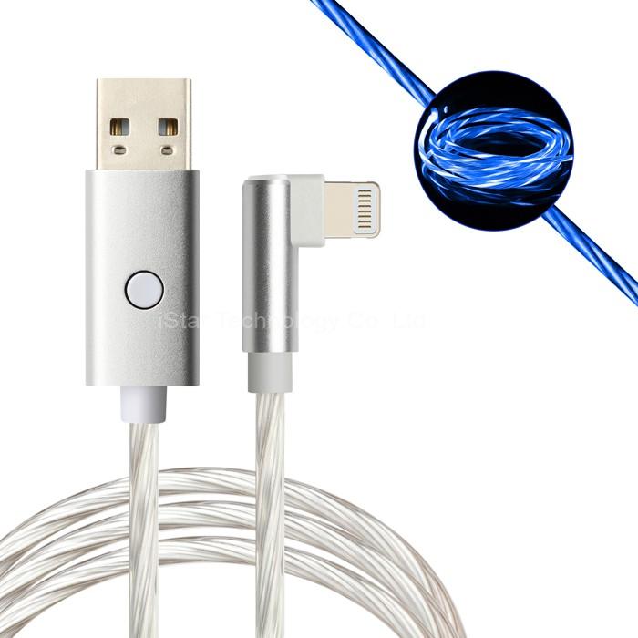 L Shape Plug LED Flowing Charing Sync Cable for Gaming & Apple IS-03L